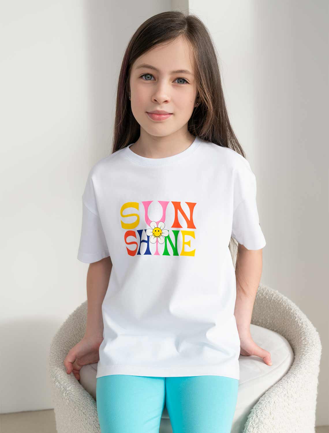 картинка Футболка для девочки белый_sun_shine от магазина Одежда+