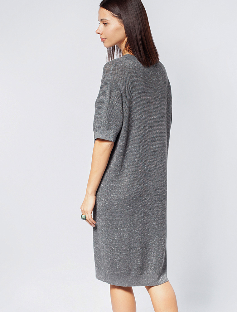 картинка Платье вязаное женское темно-серый-серебро от магазина Одежда+